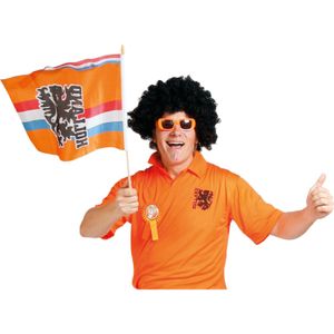 1x stuks Oranje zwaaivlag Holland met leeuw - Oranje feest/ EK/ WK versiering artikelen