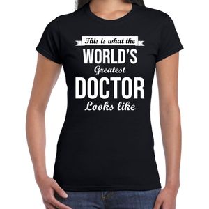 Worlds greatest doctor cadeau t-shirt zwart voor dames - Cadeau verjaardag t-shirt dokter