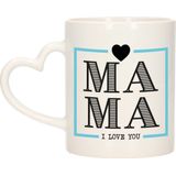 Bellatio Decorations Cadeau koffie/thee mok voor mama - wit - ik hou van jou - hartjes oor - Moederdag