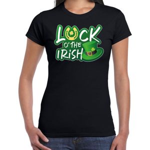 St. Patricks day t-shirt zwart voor dames - Luck of the Irish - Ierse feest kleding / outfit / kostuum