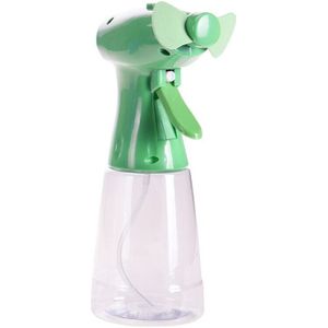 Groene hand ventilator met water verstuiver 22 cm - Zak ventilator/waaier - Waterverstuiver
