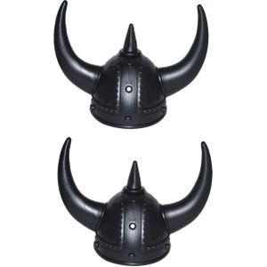 6x stuks zwarte Viking verkleed helmen voor volwassenen - Formaat 59 cm - Ga verkleed als woeste Noorman/Viking