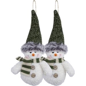 Kersthanger/kerstornament sneeuwpop knuffeltjes - 2x st - 15 cm - pluche