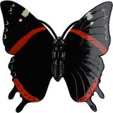 Decoris Tuin/schutting decoratie vlinder - kunststof - zwart - 24 x 24 cm