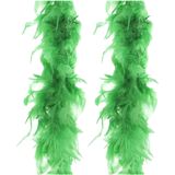 Atosa Carnaval verkleed boa met veren - 2x - neon groen - 180 cm - 45 gram - Glitter and Glamour - verkleed accessoires