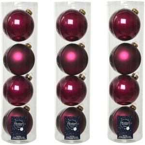 16x stuks kerstballen framboos roze (magnolia) van glas 10 cm - mat/glans - Kerstversiering/boomversiering