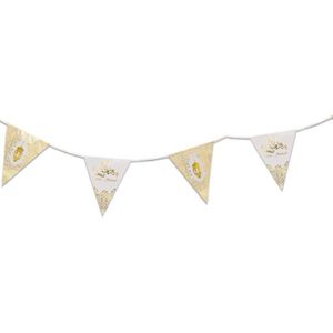 Ramadan Mubarak thema vlaggenlijn/slinger wit/goud 6 meter - Suikerfeest/Offerfeest versieringen/decoraties
