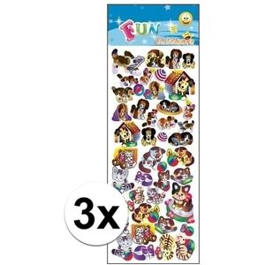 3x Stickervel animatie honden en katten - dieren stickers