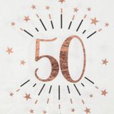 Verjaardag feest servetten leeftijd - 20x - 50 jaar - rose goud - 33 x 33 cm