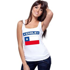 Chili singlet shirt/ tanktop met Chileense vlag wit dames