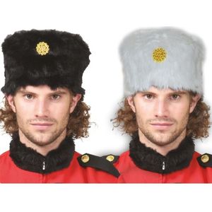 2x stuks zwarte russische Kozakken verkleed bontmuts voor volwassenen - Carnaval verkleed hoeden/mutsen