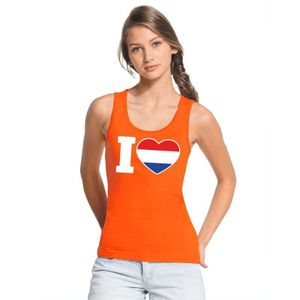 Oranje I love Holland tanktop shirt/ singlet dames - Oranje Koningsdag/ Holland supporter kleding
