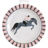 Paarden feest wegwerp servies set - 10x bordjes / 10x bekers / 20x servetten - grijs/roze