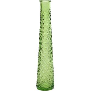 Decoris Vaas/bloemenvaas van gerecycled glas - D7 x H32 cm - transparant lichtgroen