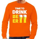 Time to Drink Beer tekst sweater oranje heren - heren trui Time to Drink Beer - oranje kleding