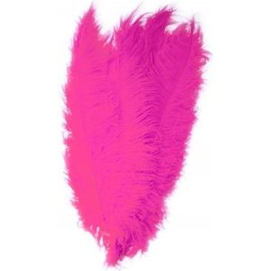 Pieten veer/struisvogelveren fuchsia roze 50 cm - Sinterklaas feestartikelen - Sierveren/decoratie pietenveren - Spadonis veer