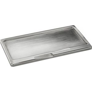 Luxe metalen kaarsenbord/plateau zilver 9 x 17 cm rechthoekig - Onderbord/kaarsenbord/onderzet bord voor kaarsen - Kaarsplateau/kaarsenplateau - Woonaccessoires