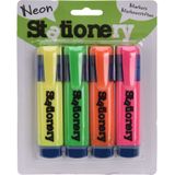 8x markeerstiften/highlighters oranje/geel/groen/roze 18 cm - Stiften om mee te arceren/markeren