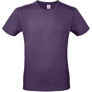 Set van 3x stuks paars basic t-shirt met ronde hals voor heren - katoen - 145 grams - paarse shirts / kleding, maat: L (52)