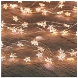 2x Zilveren sterren kerstverlichting met timer warm wit 1 meter - Sfeerverlichting - Kerstversiering voor binnen gebruik