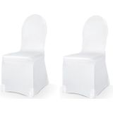 Set van 2x stuks universele witte elastische stoelhoezen 50 x 105 cm - Trouwerij/bruiloft feestartikelen versiering