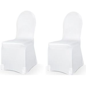 Set van 2x stuks universele witte elastische stoelhoezen 50 x 105 cm - Trouwerij/bruiloft feestartikelen versiering