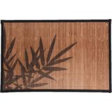 8x stuks rechthoekige placemat 30 x 45 cm bamboe bruin met zwarte bamboe print 2  - Placemats/onderleggers - Tafeldecoratie