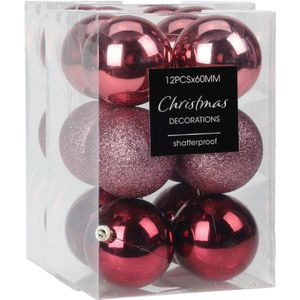 Christmas Decoration kerstballen 24x -6 cm-kunststof -roze