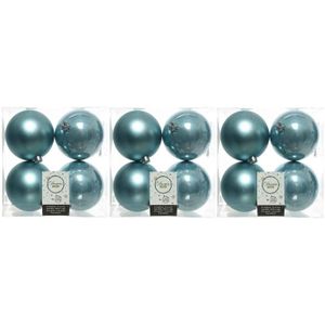 12x IJsblauwe kunststof kerstballen 10 cm - Mat/glans - Onbreekbare plastic kerstballen - Kerstboomversiering ijsblauw