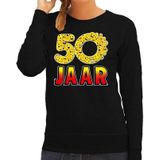Funny emoticon sweater 50 Jaar zwart voor dames - Fun / cadeau trui