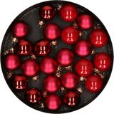 Othmar Decorations mini kerstballen - 24x st - rood - glas - 2,5 cm