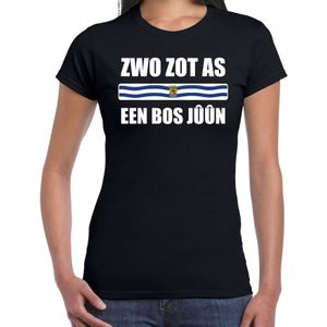 Zwo zot as een bos juun met vlag Zeeland t-shirt zwart dames - Zeeuws dialect cadeau shirt