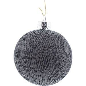 1x Grijze Cotton Balls kerstballen 6,5 cm - Kerstversiering - Kerstboomdecoratie - Kerstboomversiering - Hangdecoratie - Kerstballen in de kleur grijs