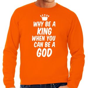 Bellatio Decorations Koningsdag sweater voor heren - koning - oranje - feestkleding