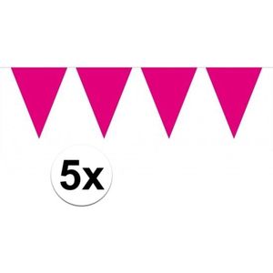 5x vlaggenlijn / slinger magenta roze 10 meter - totaal 50 meter - slingers