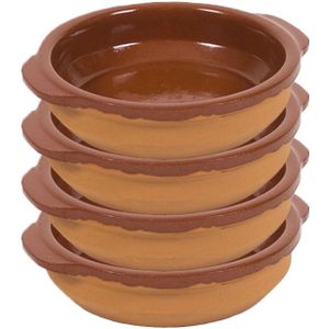 4x Tapas schaaltjes bruin/ terracotta - Tapas /creme brulee ovenschaaltjes/serveerschaaltjes
