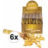 6x stuks confetti kanonnen metallic goud 20 cm