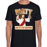 Fout kerst t-shirt zwart - party Jezus - Party like its my birthday voor heren - kerstkleding / christmas outfit