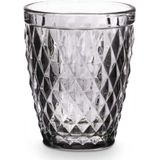 Vivalto Drinkglazen/waterglazen Diamonds - tumblers - grijs glas - set 12x stuks - 250 ml