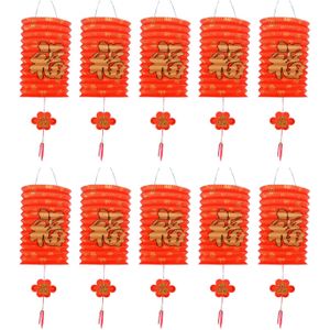 Chinese gelukslampion - 10x - crepe papier - 20 cm - Aziatisch thema - rood