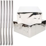 5x Rollen inpakpapier / cadeaufolie metallic zilver 200 x 70 cm - kadofolie / cadeaupapier