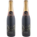 Funny Fashion - 2x - Opblaasbare champagne fles - Fun/Fop/Party/Oud jaar/Bruiloft/Geslaagd - versiering/decoratie/feestartikelen - 75 cm