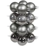 16x Titanium grijze glazen kerstballen 8 cm - mat/glans - Kerstboomversiering grijs tinten