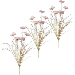 Set van 6x stuks roze klaproos/poppy pink gedroogde kunstbloemen 53 cm - Kunstbloem/kunsttakken