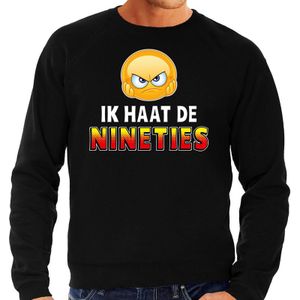 Funny emoticon sweater Ik haat de nineties zwart voor heren - Fun / cadeau trui