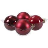 60x stuks glazen kerstballen rood/donkerrood 6, 8 en 10 cm mat/glans - Kerstversiering/kerstboomversiering