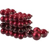 60x stuks glazen kerstballen rood/donkerrood 6, 8 en 10 cm mat/glans - Kerstversiering/kerstboomversiering