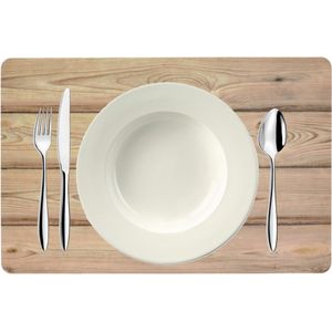 Bellatio design Placemats - 4 stuks - hout look - bruin - 43 x 28 cm - tafel onderleggers