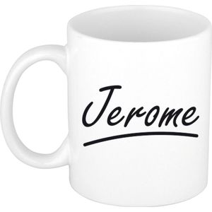 Jerome naam cadeau mok / beker met sierlijke letters - Cadeau collega/ vaderdag/ verjaardag of persoonlijke voornaam mok werknemers
