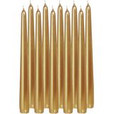 12x Gouden dinerkaarsen 25 cm 8 branduren - Geurloze kaarsen - Tafelkaarsen/kandelaarkaarsen